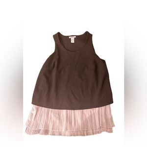 Bar III Black and white tank top with sheer white pleat detail